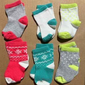 3-6 mth, vibrant socks, 6 pairs